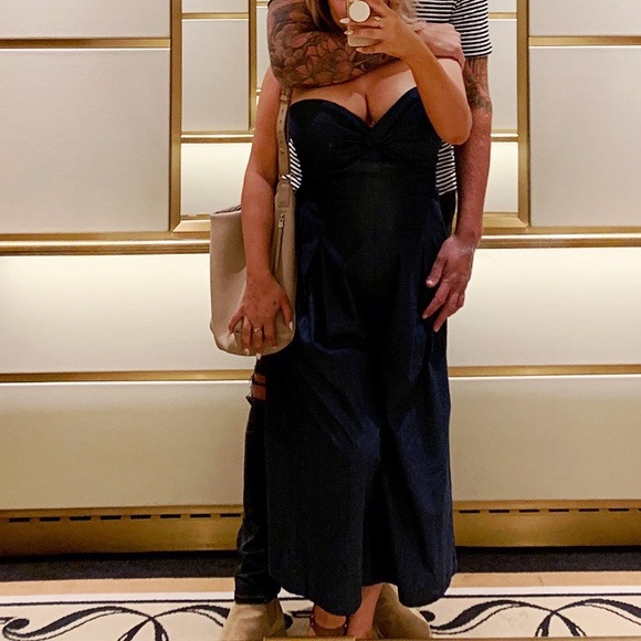 Denim strapless wide leg jumpsuit romper - Picture 13 of 13